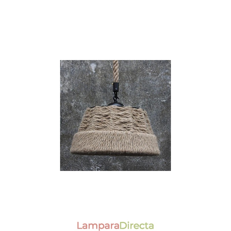Lámpara de araña retro de estilo rural industrial hecha a mano con cuerda de cáñamo.