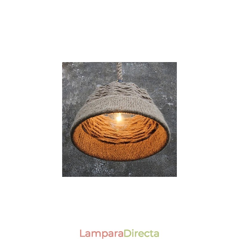 Lámpara de araña retro de estilo rural industrial hecha a mano con cuerda de cáñamo.
