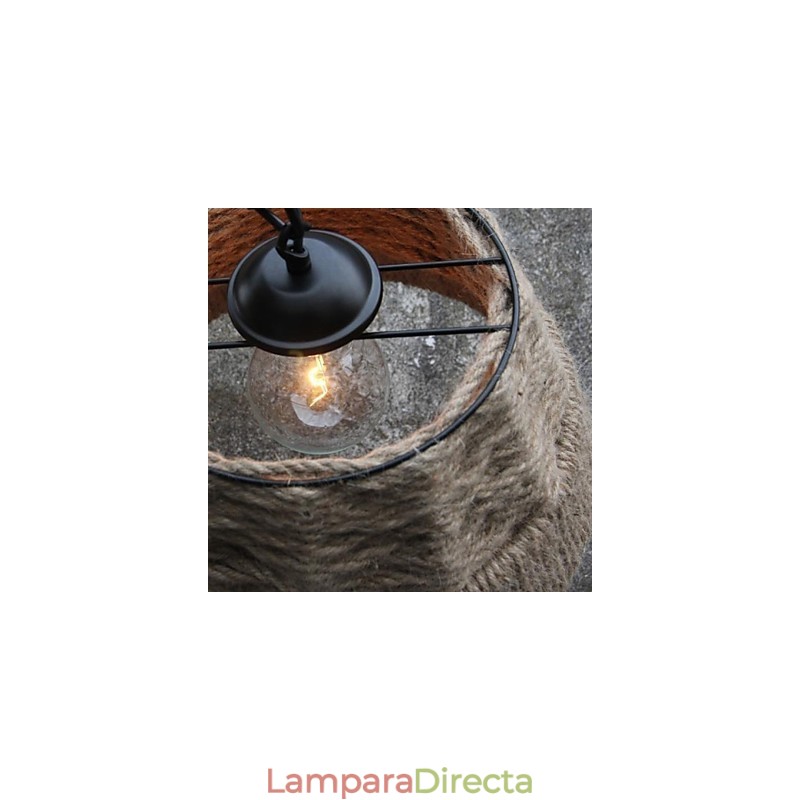 Lámpara de araña retro de estilo rural industrial hecha a mano con cuerda de cáñamo.