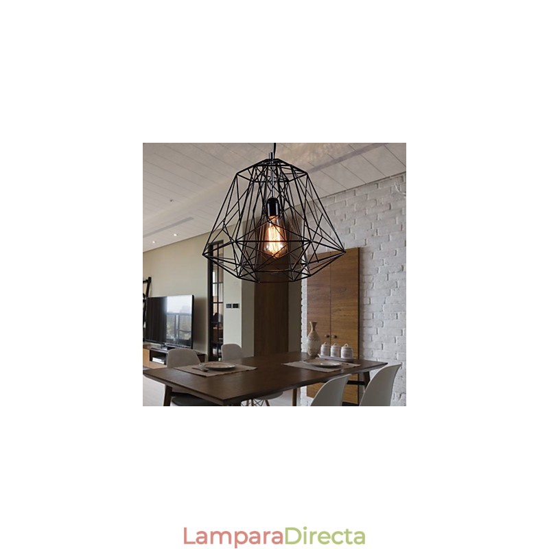 Lámpara colgante con pantalla trenzada negra
