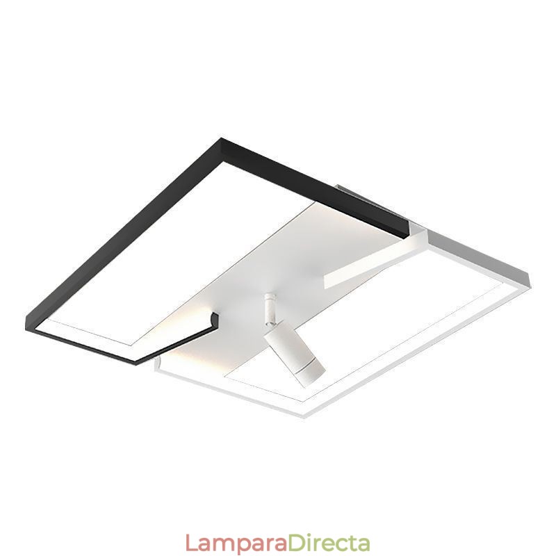 Lámpara de techo acrílica blanca y negra con foco de iluminación