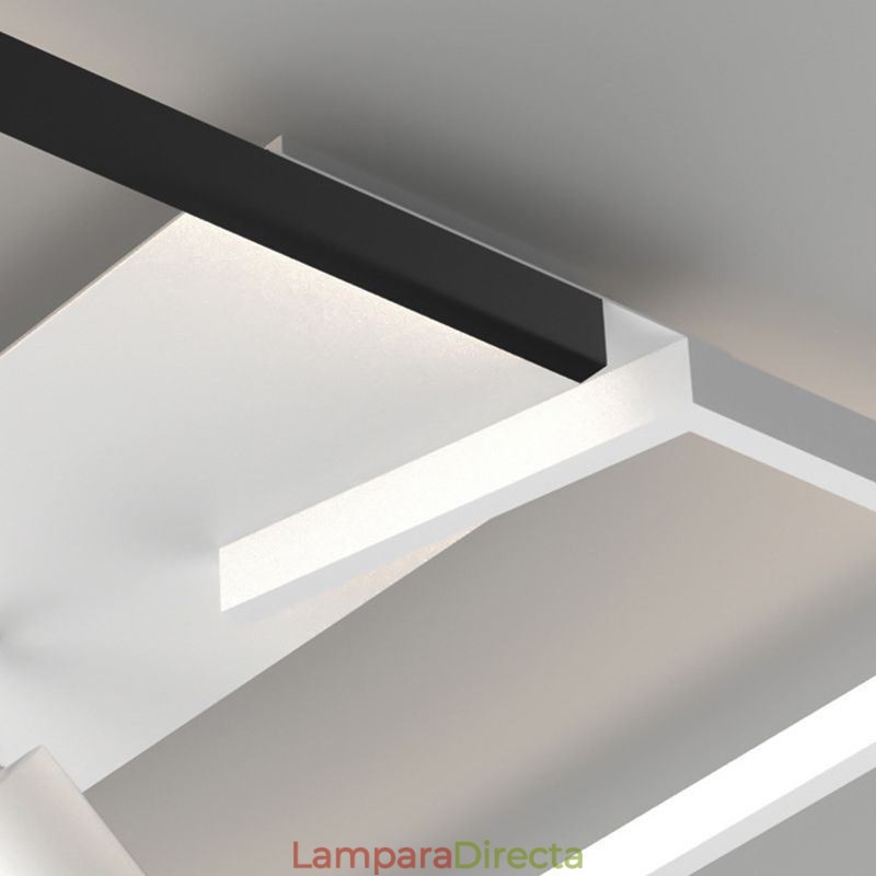 Lámpara de techo acrílica blanca y negra con foco de iluminación