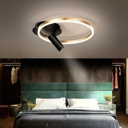 Lámpara de techo con anillo de halo dorado cepillado, iluminación de foco