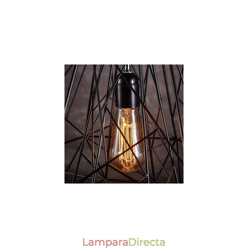 Lámpara colgante con pantalla trenzada negra