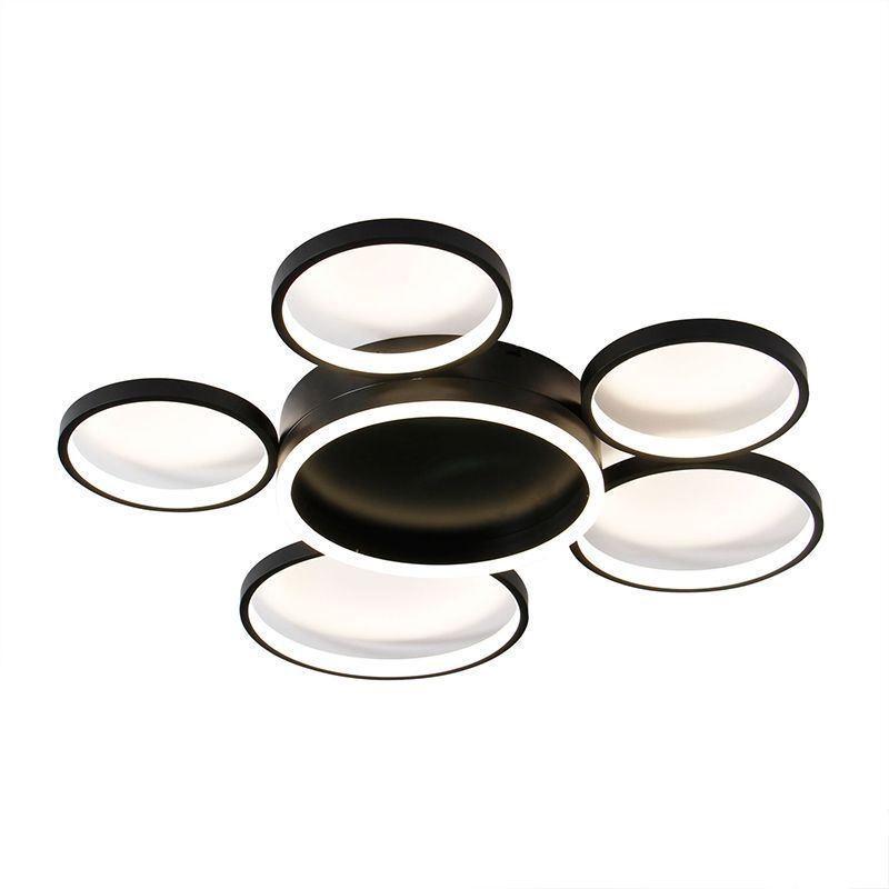Lámpara de techo moderna empotrada de acrílico con 6 anillos