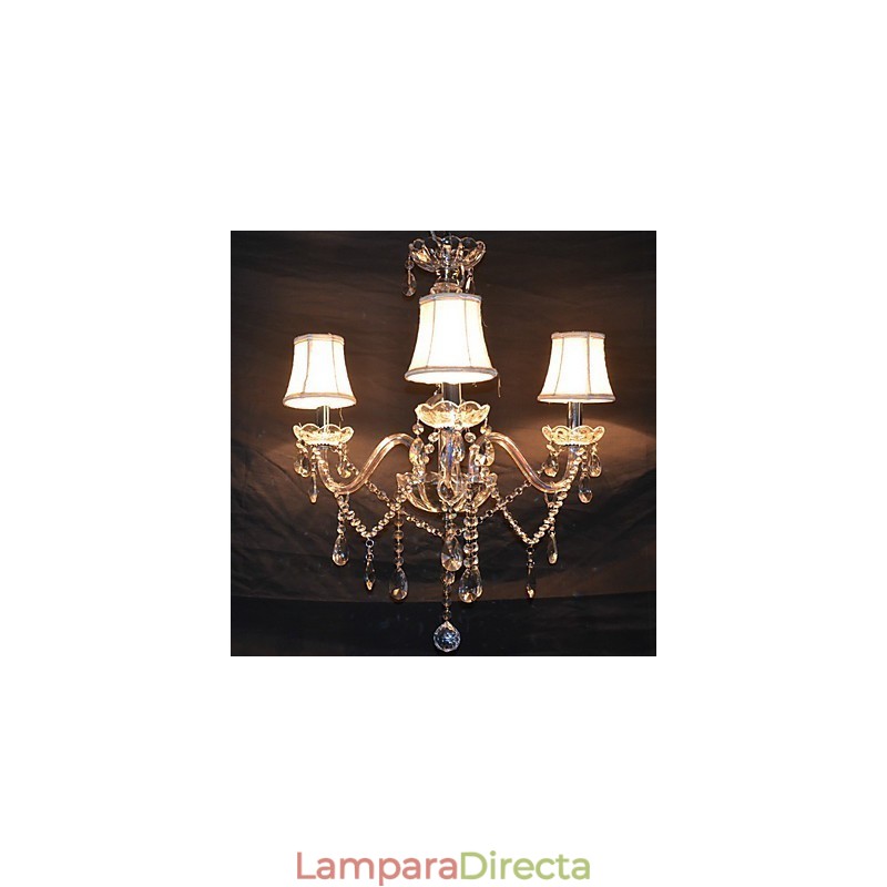 Lámpara de araña moderna y espléndida de 3 luces con brazo de cristal