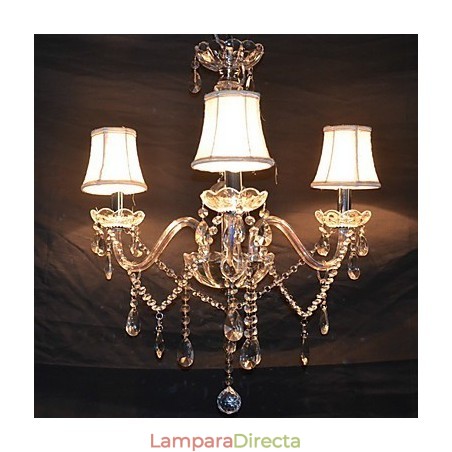 Lámpara de araña moderna y espléndida de 3 luces con brazo de cristal Lámpara de araña moderna y espléndida de 3 luces con brazo de cristal