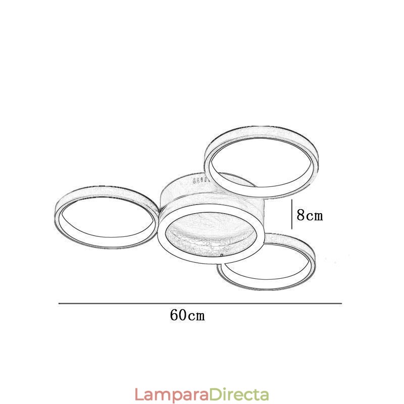 Lámpara de techo empotrada de 4 anillos