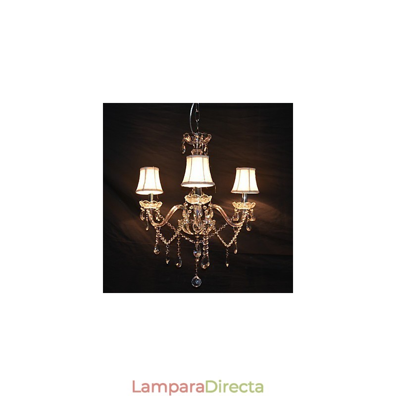 Lámpara de araña moderna y espléndida de 3 luces con brazo de cristal
