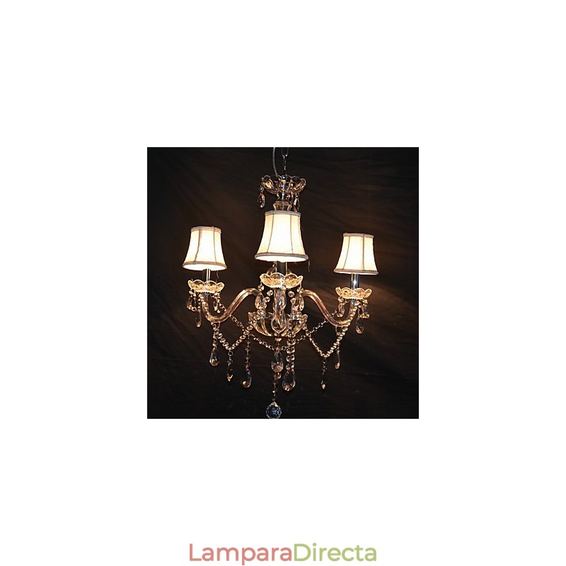 Lámpara de araña moderna y espléndida de 3 luces con brazo de cristal