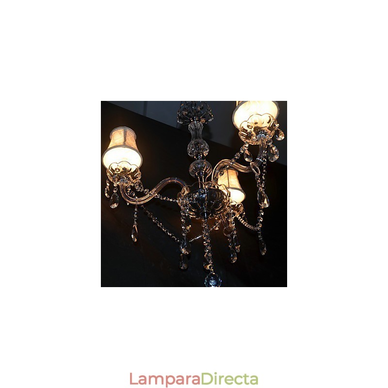 Lámpara de araña moderna y espléndida de 3 luces con brazo de cristal