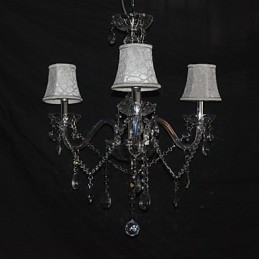 Lámpara de araña moderna y espléndida de 3 luces con brazo de cristal
