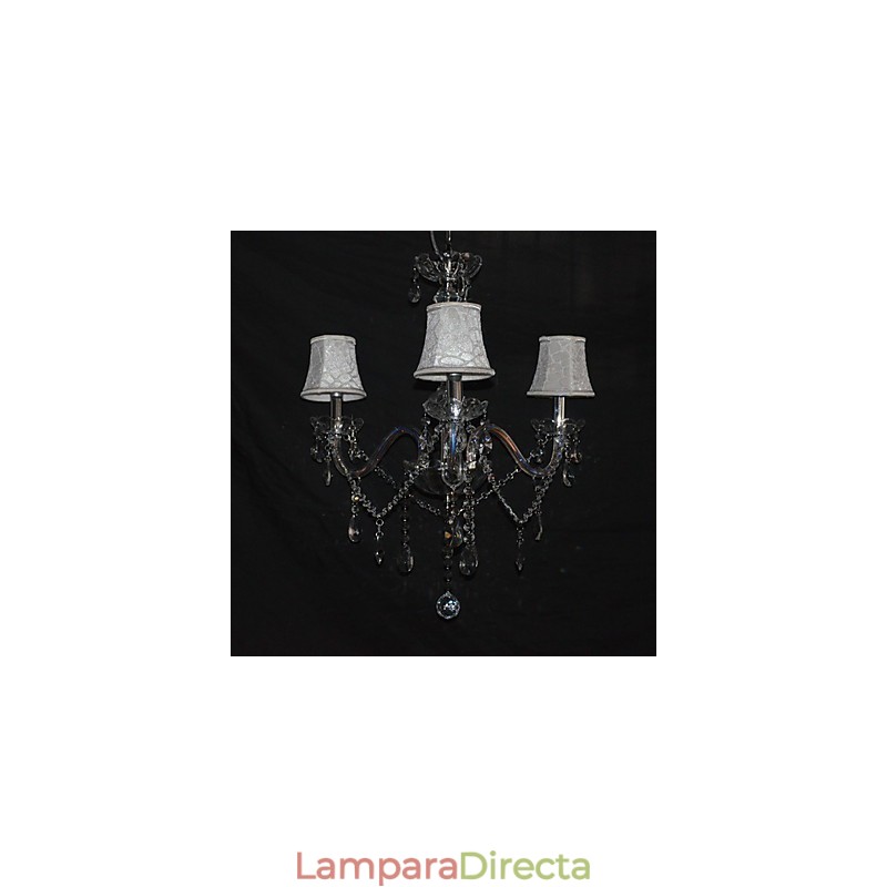 Lámpara de araña moderna y espléndida de 3 luces con brazo de cristal