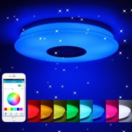 Lámpara de techo empotrada colorida con altavoz de música Bluetooth y función de temporización