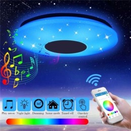 Lámpara de techo empotrada colorida con altavoz de música Bluetooth y función de temporización