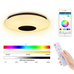 Lámpara de techo empotrada colorida con altavoz de música Bluetooth y función de temporización