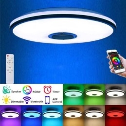 Lámpara de techo empotrada colorida con función de temporización y altavoz de música Bluetooth