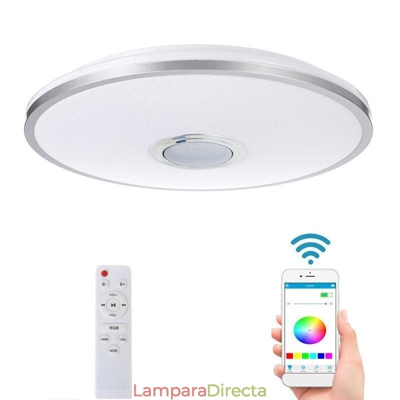 Lámpara de techo empotrada colorida con función de temporización y altavoz de música Bluetooth