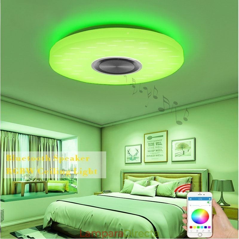 Lámpara decorativa empotrada con control remoto por aplicación y altavoz musical Bluetooth