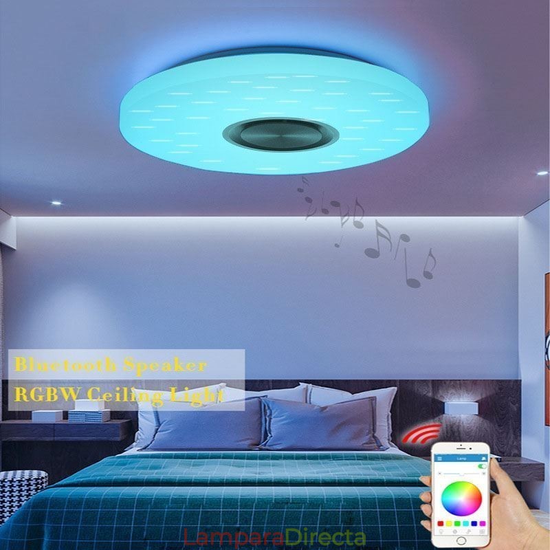 Lámpara decorativa empotrada con control remoto por aplicación y altavoz musical Bluetooth