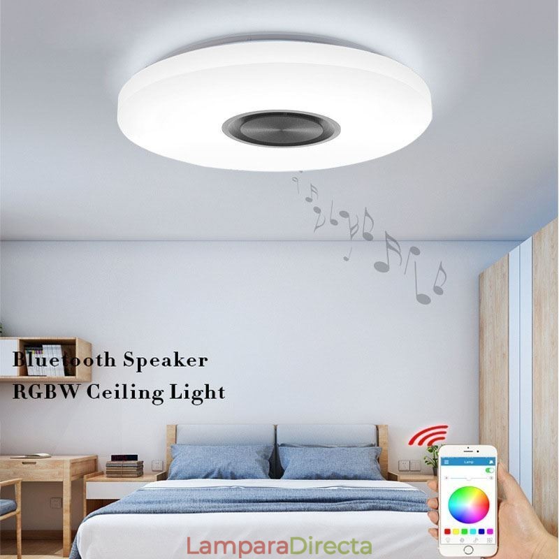 Lámpara decorativa empotrada con control remoto por aplicación y altavoz musical Bluetooth