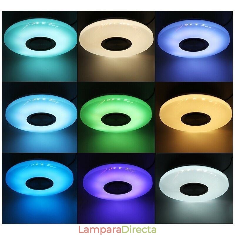 Lámpara decorativa empotrada con control remoto por aplicación y altavoz musical Bluetooth