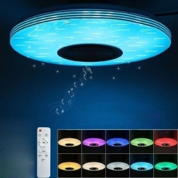 Lámpara de techo empotrada, lámpara decorativa con control remoto por aplicación, altavoz de música Bluetooth