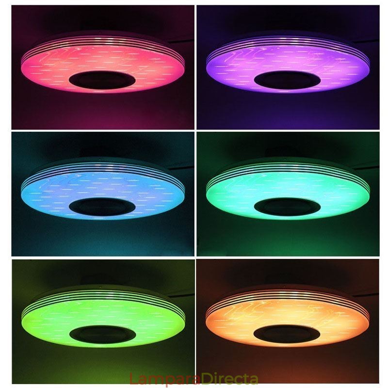 Lámpara de techo empotrada, lámpara decorativa con control remoto por aplicación, altavoz de música Bluetooth