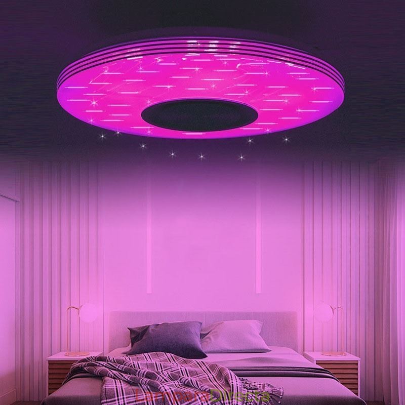 Lámpara de techo empotrada, lámpara decorativa con control remoto por aplicación, altavoz de música Bluetooth