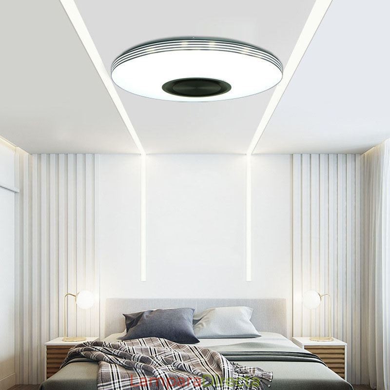 Lámpara de techo empotrada, lámpara decorativa con control remoto por aplicación, altavoz de música Bluetooth