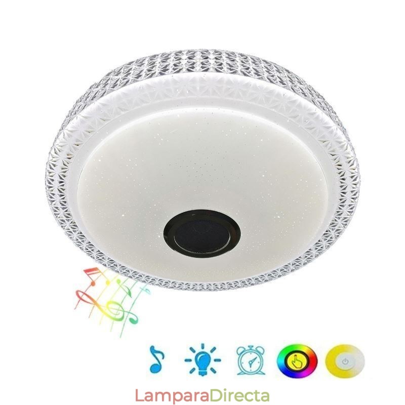 Lámpara de techo decorativa con control remoto por aplicación, altavoz de música Bluetooth, montaje empotrado