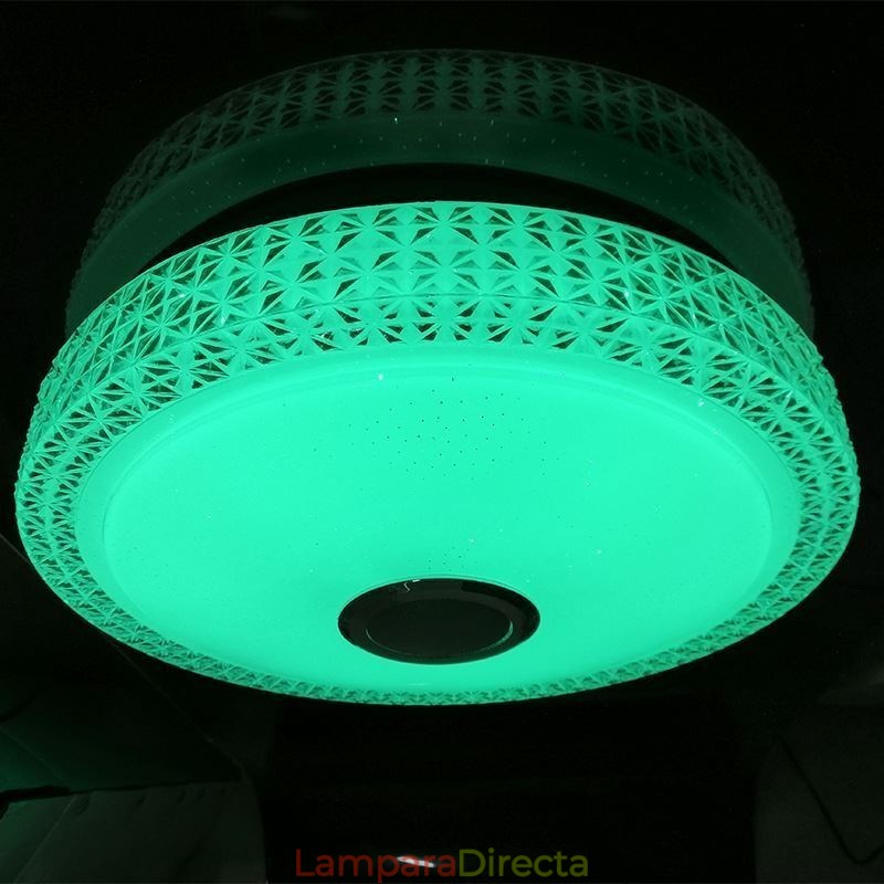 Lámpara de techo decorativa con control remoto por aplicación, altavoz de música Bluetooth, montaje empotrado