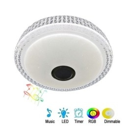Lámpara de techo decorativa con control remoto por aplicación, altavoz de música Bluetooth, montaje empotrado