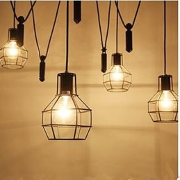 Lámpara de araña para comedor, sala de estar, estilo rústico americano, lámparas y faroles, jaulas pequeñas, luz colgante