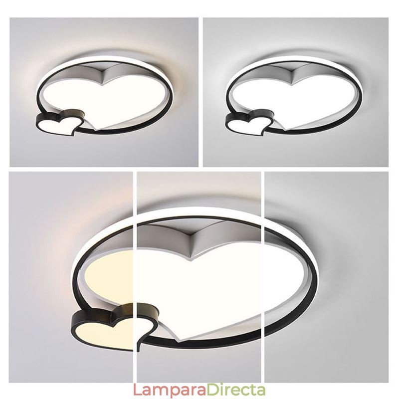 Lámpara de techo empotrada Double Hearts, iluminación decorativa