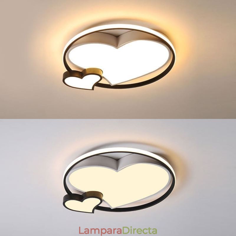 Lámpara de techo empotrada Double Hearts, iluminación decorativa