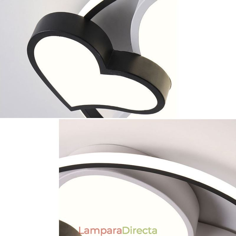 Lámpara de techo empotrada Double Hearts, iluminación decorativa
