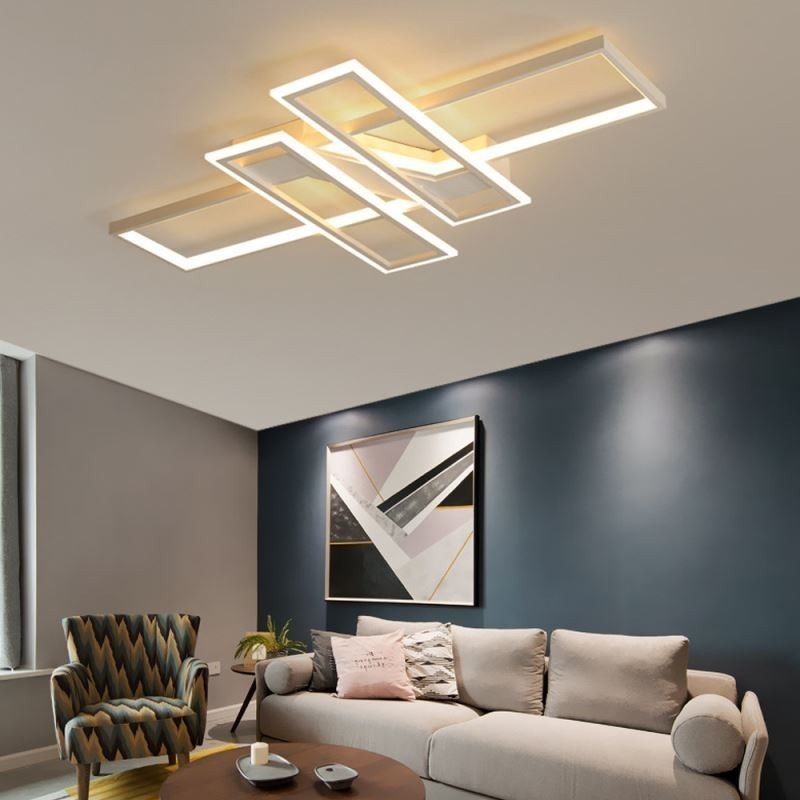 Lámpara de techo empotrada de 4 luces, moderna, geométrica, lineal, decorativa.
