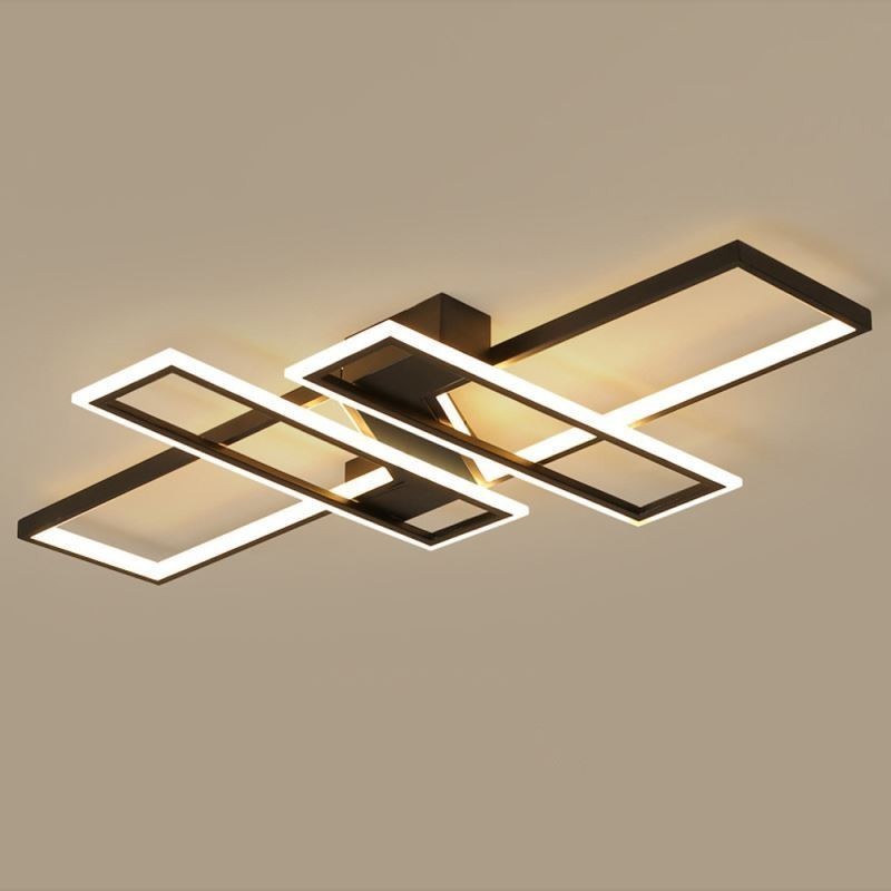 Lámpara de techo empotrada de 4 luces, moderna, geométrica, lineal, decorativa.