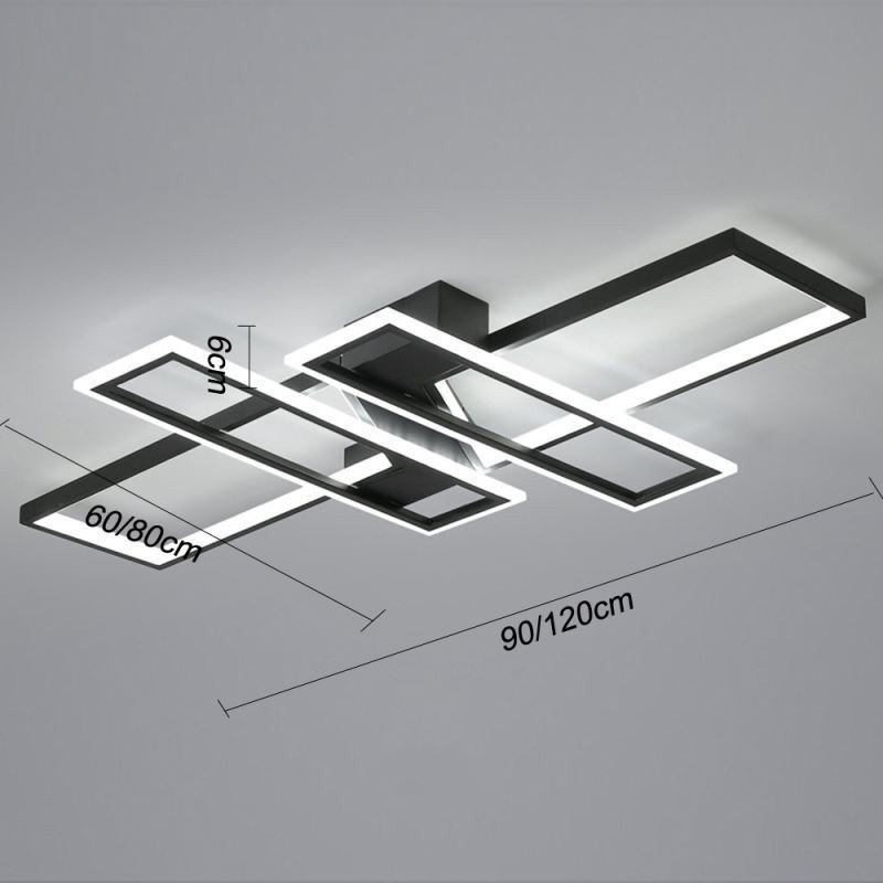 Lámpara de techo empotrada de 4 luces, moderna, geométrica, lineal, decorativa.
