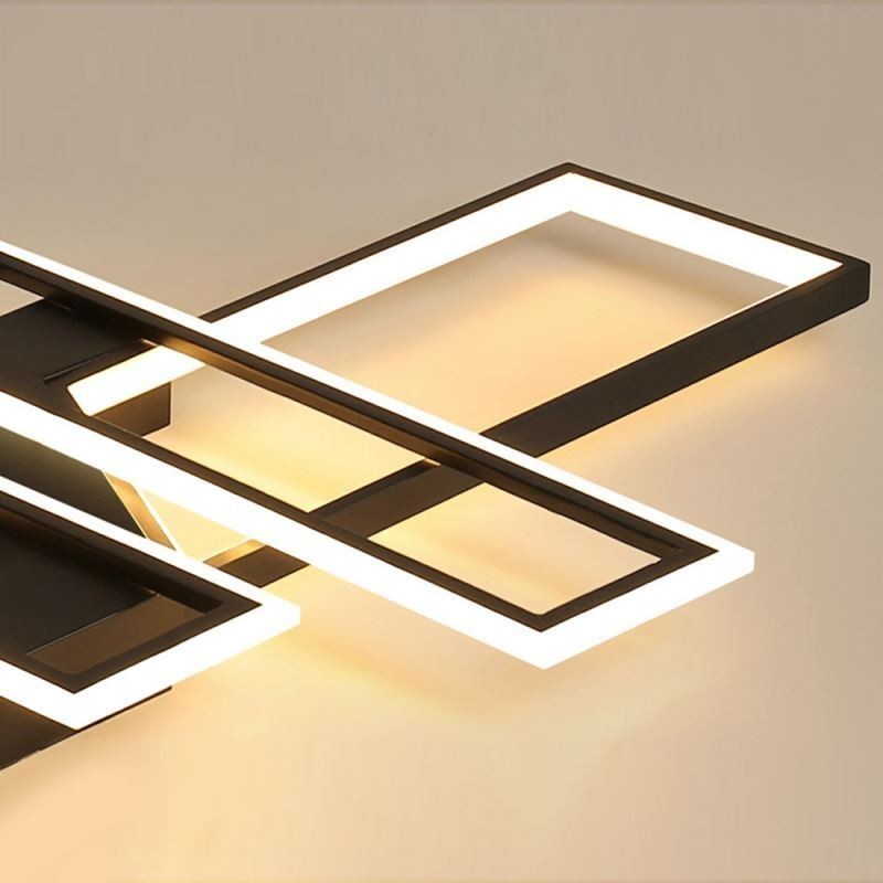 Lámpara de techo empotrada de 4 luces, moderna, geométrica, lineal, decorativa.
