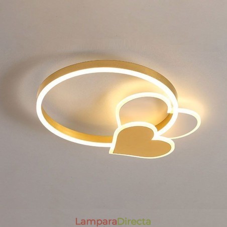 Lámpara de techo moderna de acrílico con doble corazón dorado y montaje empotrado Lámpara de techo moderna de acrílico con doble corazón dorado y montaje empotrado