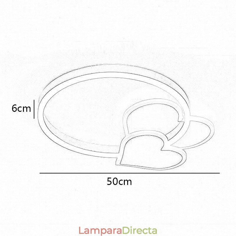 Lámpara de techo moderna de acrílico con doble corazón dorado y montaje empotrado