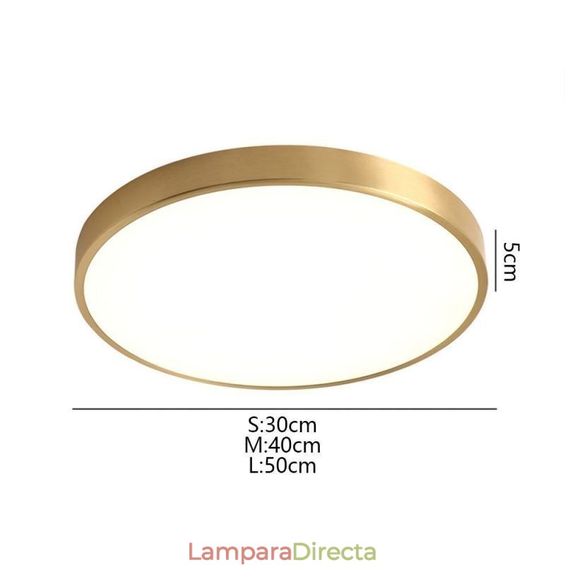 Lámpara de techo redonda empotrada de acrílico dorado moderno