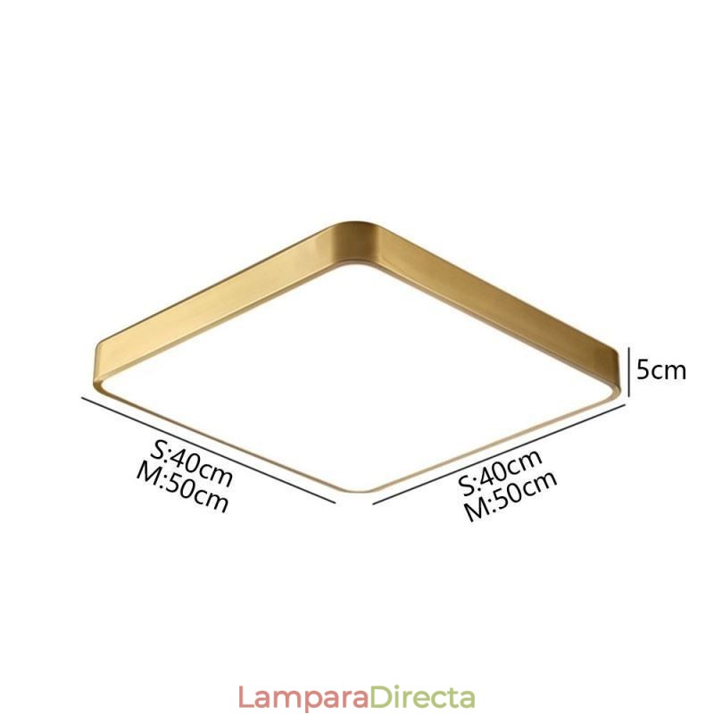 Lámpara de techo empotrada minimalista de acrílico cuadrada dorada