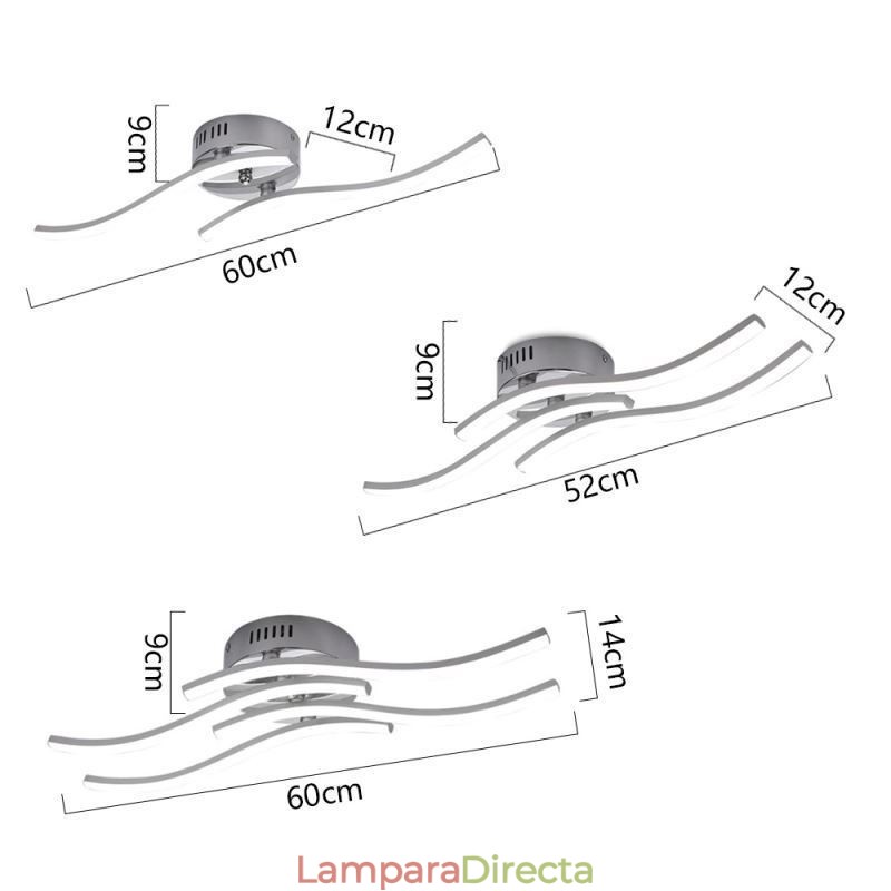 Lámpara de techo moderna y sencilla de acrílico con forma de onda y montaje empotrado