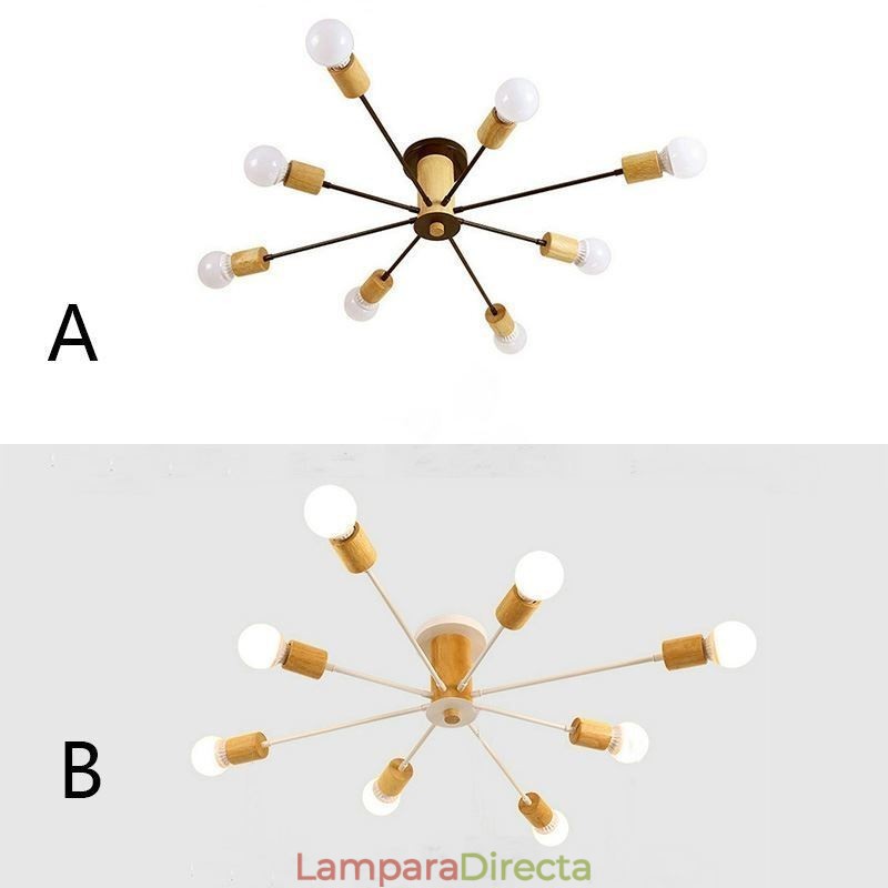 Lámpara de araña moderna con ramas de madera y montaje empotrado Magic Beans