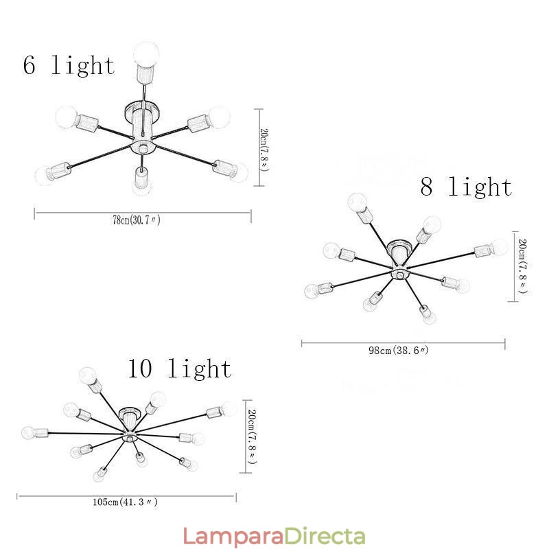 Lámpara de araña moderna con ramas de madera y montaje empotrado Magic Beans
