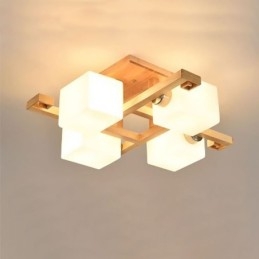 Lámpara de techo nórdica empotrada, creativa, cálida, de madera maciza.