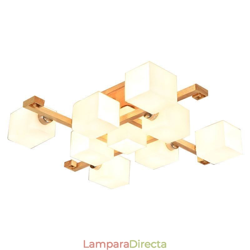 Lámpara de techo nórdica empotrada, creativa, cálida, de madera maciza.